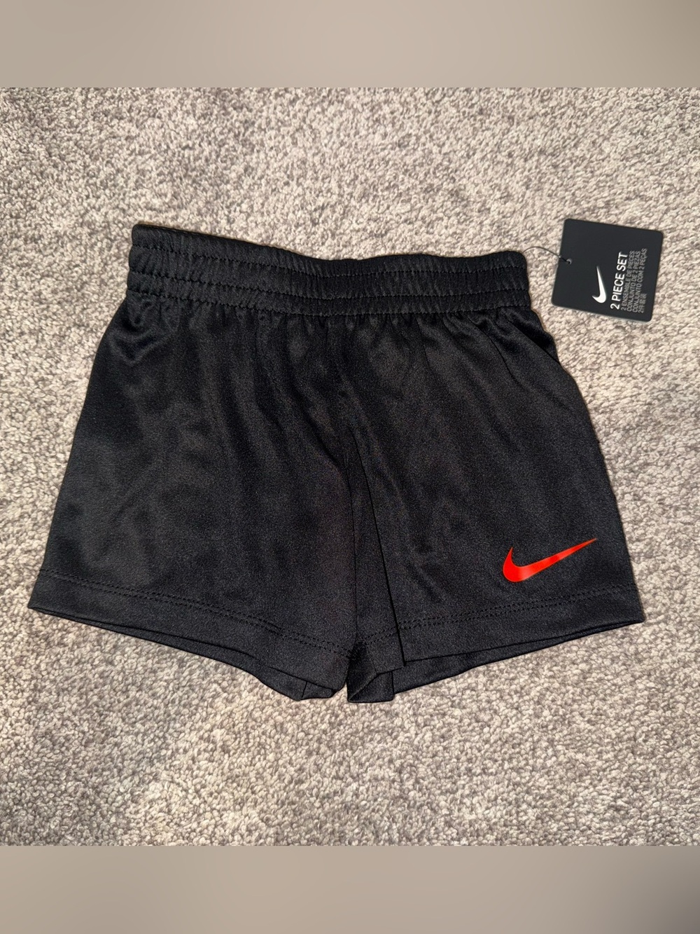 Nike Grey Tee & Black Shorts Set with Red Swoosh - Picture 4 of 7